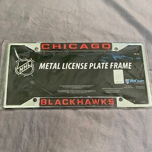 Chicago Blackhawks Metal License Plate Frame - Red & Black